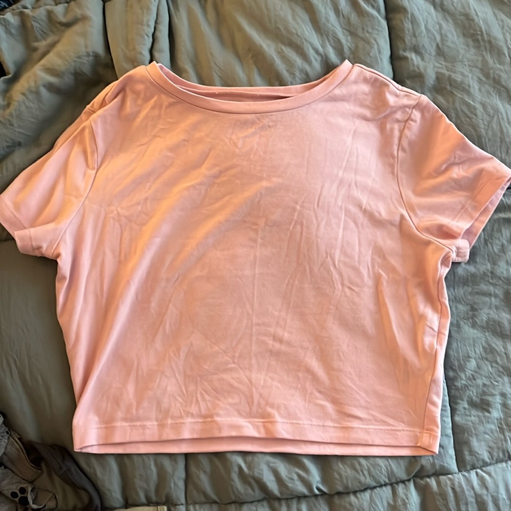 target girls pink cropped tee size L